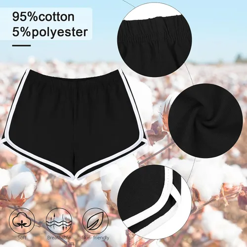 Vista 3 de URATOT - Paquete de 2 shorts de algodón para deportes, yoga, danza, pantalones cortos de verano