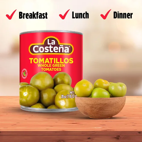 Vista 5 de La Costeña Tomatillos enlatados para comida mexicana, salsa de tomatillo, salsa verde, salsa de enchilada verde, salsa de tacos, Pico de Gallo