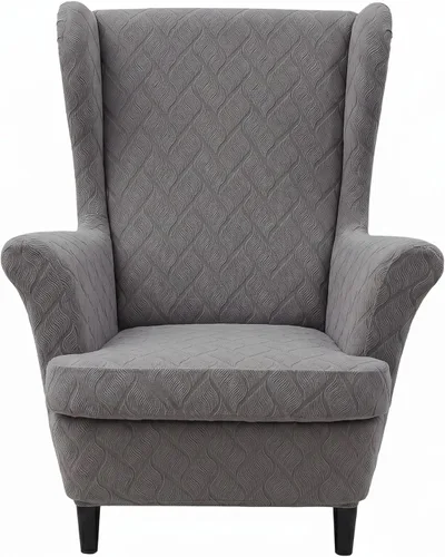 Vista 23 de MIFXIN Wingback - Funda para silla, de terciopelo de 2 piezas, elásticas, con funda de cojín, suave, lavable, protector de muebles para sala de Beige