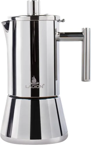 Vista 9 de LAOION Cafetera de Espresso para Estufa, Olla Moka de 6 Tazas 10 oz, Cafetera Cubana y Italiana de Acero Inoxidable para Cafetera Cubana, Compatible
