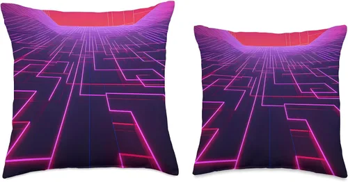 Vista 3 de PP Accessories Retrowave Vaporwave 80s Synthwave Throw Pillow, 16x16, Multicolor