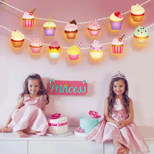 Vista 6 de VIHOSE - Guirnalda de 20 luces LED para cupcakes, 10 pies, funciona