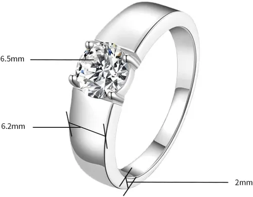 Vista 7 de Anillos de moissanita de 4 puntas para hombre 1 quilate de 0256in solitario de moissanita anillo de promesa de cumpleaños para hombre plata de ley
