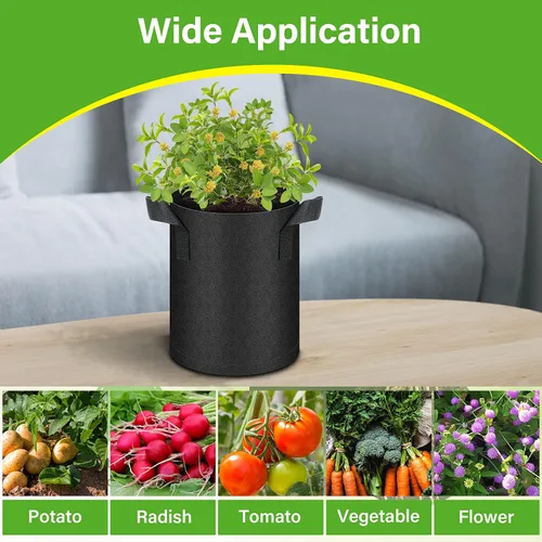 Vista 6 de HealSmart Paquete de 6 bolsas de cultivo no tejidas de 1 galón, macetas de tela de aireación con asas, adecuadas para frutas de jardín, verduras