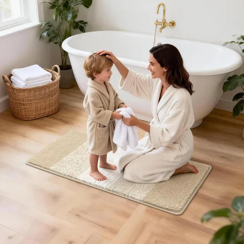 Vista 7 de Pauwer Juego de 3 alfombras de baño antideslizantes y lavables, de microfibra, absorbentes, extra suaves, de secado rápido, tapete de ducha