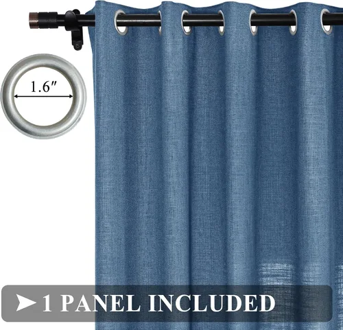 Vista 3 de Fcosie Cortinas de Lino Azul Egeo de 120 Pulgadas de Largo, Cortinas Divisoras de Privacidad, Paneles Oscurecedores con Ojales Extra Largos