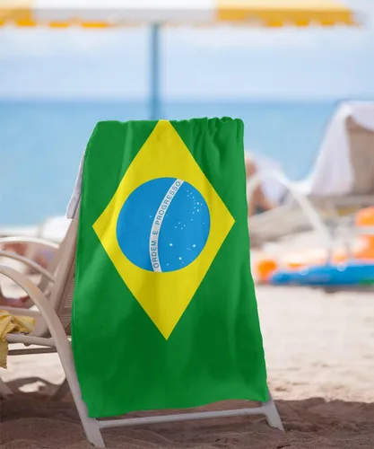 Vista 2 de LOGOVISION Toalla de playa con bandera de Brasil, toalla de playa de 30 x 60 pulgadas