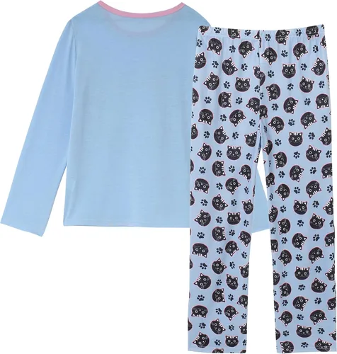 Vista 2 de Vopmocld Conjuntos de pijama de algodón de manga larga para niñas jóvenes, ropa de dormir y camisas