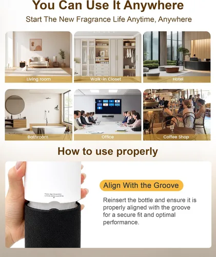 Vista 9 de Hotel Collection - Máquina difusora, diseño envuelto en tela, lámpara de ambiente a la luz de las velas, 1000 pies cuadrados, difusor de aceite