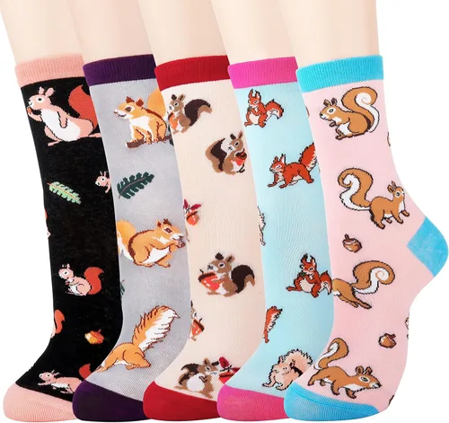 Vista 9 de Belloxis 5 pares de bonitos y divertidos calcetines de animales para mujeres y niñas, cómodos calcetines de algodón para uso diario, grandes ideas