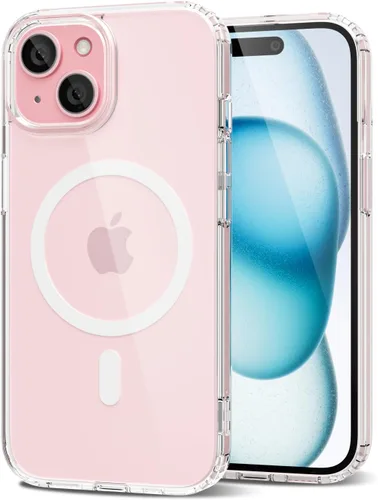 Vista 65 de oakxco Funda magnética transparente compatible con Magsafe, bonita funda delgada y transparente de poliuretano termoplástico no amarillenta, carcasa