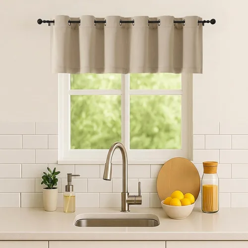 Vista 91 de Simplebrand Juego de 2 paneles de cenefa aguamarina para ventana de cocina de 14 pulgadas de largo, cortinas de oscurecimiento de habitación
