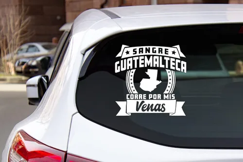 Vista 2 de Pegatinas para Carros Sangre Guatemalteca Corre por mis Venas Calcomanias para Autos Guatemala Adhesivo para Autos y Camiones Patrimonio Latino