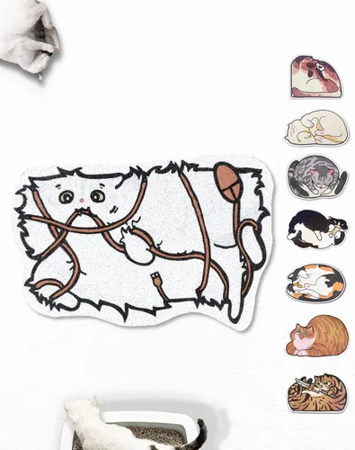 Vista 11 de Lukamoo® Bonita alfombra de arena para gatos (30 x 20 pulgadas), grande/L, para arena de gatitos y bonita caja de arena para gatos, alfombrilla