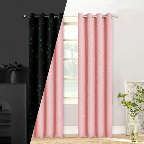 Vista 8 de Cortinas opacas negras para dormitorio, cortinas de oscurecimiento de habitación de 63 pulgadas de largo, cortinas opacas para sala de estar