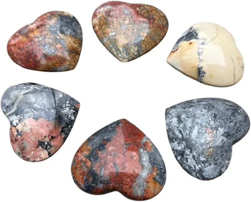 Vista 57 de Corazón hinchado de piedras preciosas al por mayor, corazones hinchados de piedras preciosas pulidas, piedra de palma de cristal, corazón de cristal