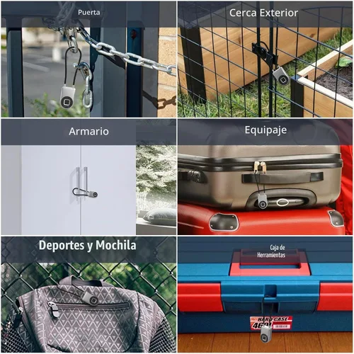 Vista 8 de eLinkSmart - Cerradura de cable de huellas dactilares, cerraduras para nevera con control de aplicación Bluetooth, candado inteligente biométrico