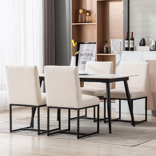 Vista 12 de BESTANO Sillas De Comedor - Juego de 2 sillas de comedor modernas negras tapizadas de piel sintética para cocina y comedor con marco de metal negro