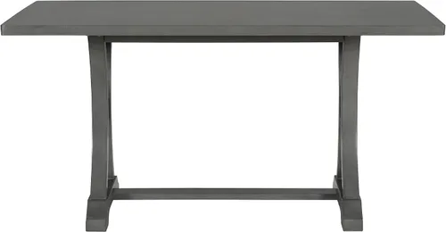 Vista 8 de Juego de mesa de comedor de 6 piezas estilo granja, mesa rectangular con soporte y 4 sillas tapizadas y banco, juego de muebles de cocina