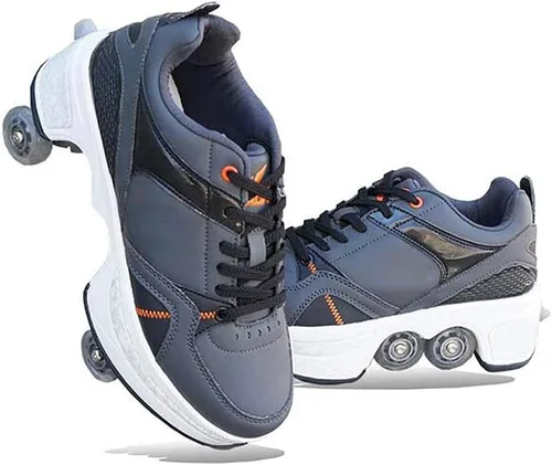 Vista 14 de Rueda de deformación de doble hilera Zapatos para caminar automáticos Deformación invisible Patín de ruedas 2 en 1 Patines de polea extraíble