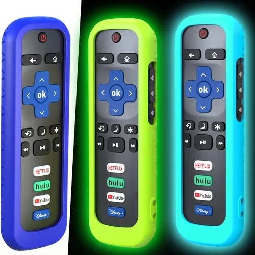 Vista 9 de Paquete de 3 fundas para control remoto de Roku, cubierta de batería para TCL Smart TV Streaming Stick, funda protectora de silicona