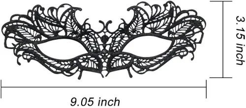 Vista 6 de Tvoip Paquete de 9 máscaras de encaje venecianas para mujer, máscara de ojos sexy para Halloween, carnaval, fiesta, baile, color negro, Negro