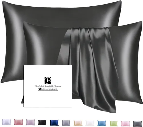 Vista 10 de Ravmix Fundas de almohada de seda con cremallera, de seda de morera de 21 momme para la salud del cabello y la piel, funda de almohada suave, lisa