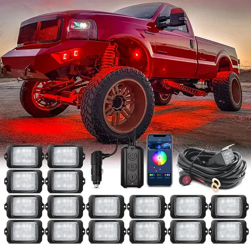 Vista 11 de MICTUNING C3 Luces de Roca RGBW Extensibles - 4 Módulos de Luces de Neón Multicolor para Bajos con Aplicación Bluetooth y Caja de Control