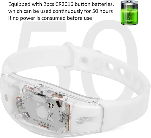 Vista 3 de plplaaoo Pulsera LED, pulsera LED de ciclismo, pulsera de silicona ajustable con luz LED, luces de correr para corredores, bandas reflectantes