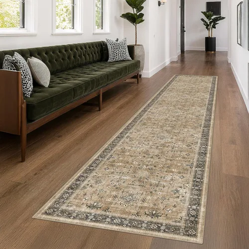 Vista 197 de Hazo Haus – Alfombra pequeña para entrada, cocina o baño, antideslizante con base de goma, resistente a las manchas y a la decoloración, diseño