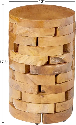 Vista 3 de Bare Decor Stonehenge - Mesa decorativa artesanal en madera maciza de teca, natural