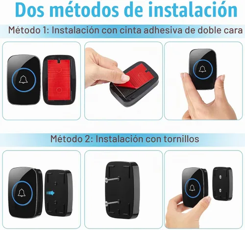 Vista 3 de Fabbay 8 timbres inalámbricos, kit de botón de timbre de puerta impermeable, 4 piezas, timbre para el hogar con 4 receptores, rango de 1000 pies, 5