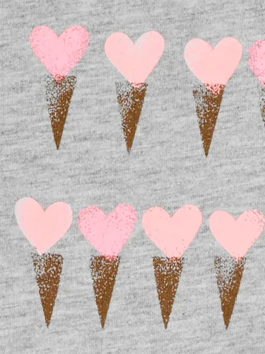 Vista 5 de Simple Joys by Carter's Camisas y tops de manga corta para niñas, paquete de 3 Corazones grises/dinosaurio rosa/impresión de texto blanco