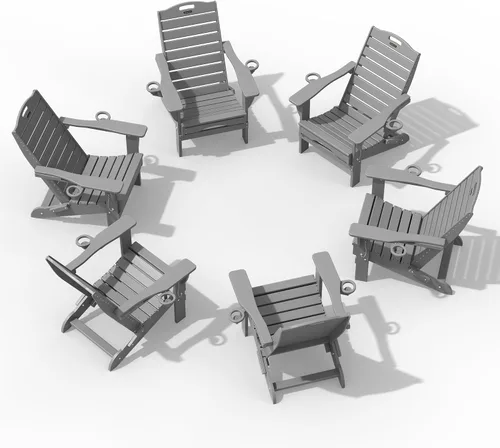 Vista 23 de Sillas Adirondack ajustables con otomana retráctil, silla Adirondack plegable de HDPE con 2 soportes para tazas, resistente a la intemperie
