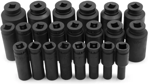 Vista 4 de Genius Tools Juego de dados de impacto profundo Dr. SAE de 22 piezas de 1/2" DI-422S