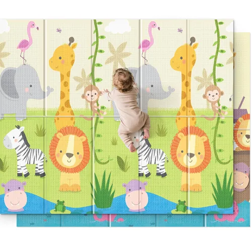 Vista 23 de UANLAUO Alfombra de juego plegable para bebés - 71 x 59 pulgadas, reversible para bebés a niños, antideslizante para interior y exterior