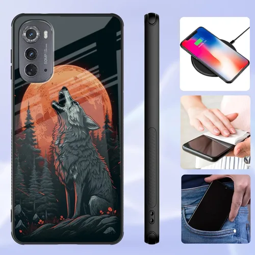 Vista 189 de Funda para Motorola Moto Edge 2022, cubierta trasera de vidrio templado con protector de pantalla, funda protectora a prueba de golpes para Motorola