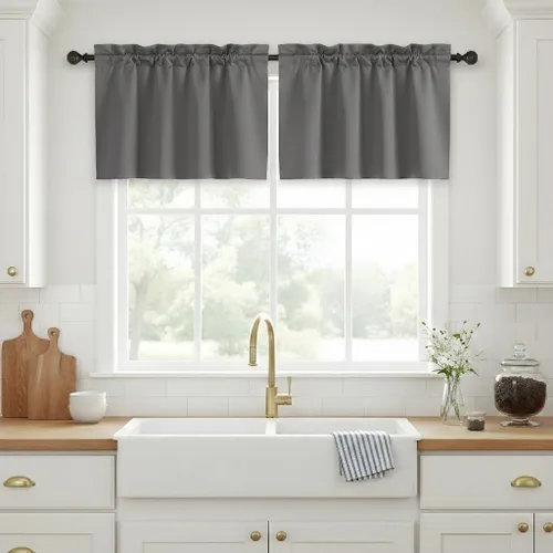 Vista 49 de NICETOWN Cortinas Opacas Cortas - Tratamiento de Ventana con Aislamiento Térmico, Niveles de Cortina Pequeños para Sala de Estar/Cocina, 2 Paneles