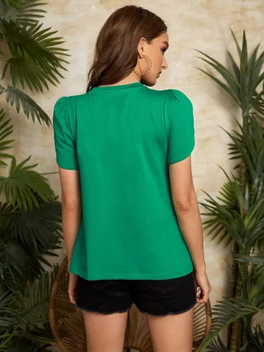Vista 2 de Verdusa Camisa de maternidad para mujer, manga larga, cuello redondo, blusa de embarazo