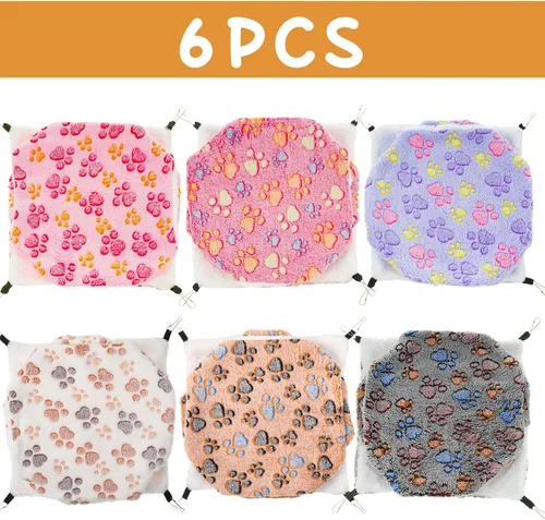 Vista 4 de Sadnyy Hamaca de 6 piezas de conejillo de indias y rata de tres capas, cama de hurón para animales pequeños, hamaca colgante para mascotas, hamaca