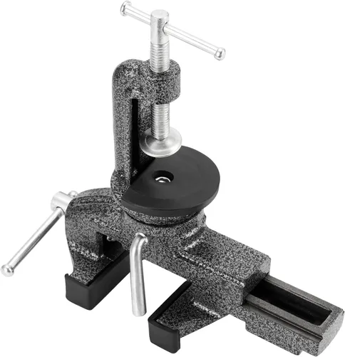 Vista 5 de Paquete de 2 tornillos de mesa universales de 3 pulgadas, tornillo de banco giratorio de 360°, abrazadera de base de trabajo portátil con juntas