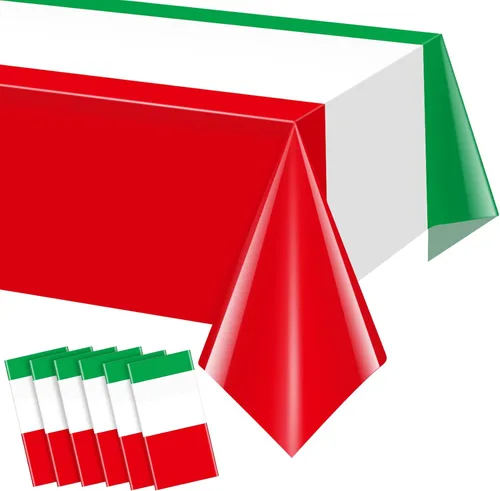 Vista 8 de Paquete de 3 manteles con bandera italiana, mantel de plástico desechable con temática italiana, mantel rectangular italiano para reuniones