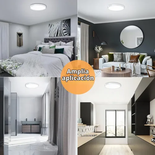 Vista 2 de Lámpara de techo LED de montaje empotrado, luz de techo de perfil bajo de 9 Blanco