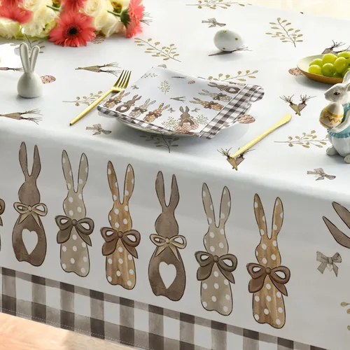 Vista 5 de Horaldaily Mantel de Pascua rectangular de 52 x 70 pulgadas, diseño de zanahorias de primavera, conejo, funda de mesa lavable para decoración