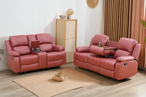 Vista 27 de A Ainehome Juego de Muebles de Sala de Estar de Cuero Reclinable Juego de Sofá Sillón Loveseat Juego de Muebles Sofá para Sala de Estar/Espacio