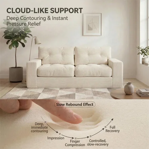 Vista 3 de NAYA 69" Oversised Loveseat Sofa, Compressed Boneless Couch with 2 Deep Seat, Modern Upholstered Cloud Couch for Living Room, Bedroom, Apartment, No