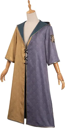 Vista 3 de Weholmy Capa de mago unisex para Halloween, cosplay, túnica mágica para la escuela, capa con capucha