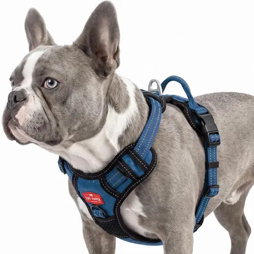 Vista 16 de Tuff Pupper Arnés para perro sin tirones, chaleco resistente para mascotas, clips para correa delantera y trasera, mango de seguridad fuerte