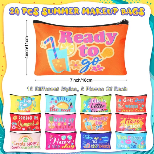 Vista 2 de 24 piezas bolsas de maquillaje a granel, bolsas de cosméticos de lona, organizador de bolso, bolsa cosmética con cremallera, bolsa de tocador