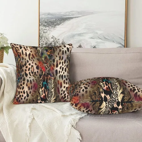 Vista 7 de Juego de 2 fundas de almohada con estampado de leopardo abstracto de animales africanos y vida silvestre, retro, fundas de almohada para decoración
